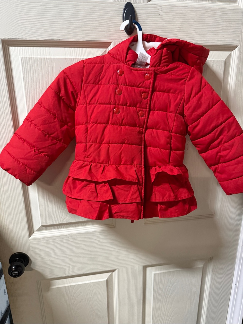 Gymboree Red Ruffle-Hem Puffer Coat with Hood